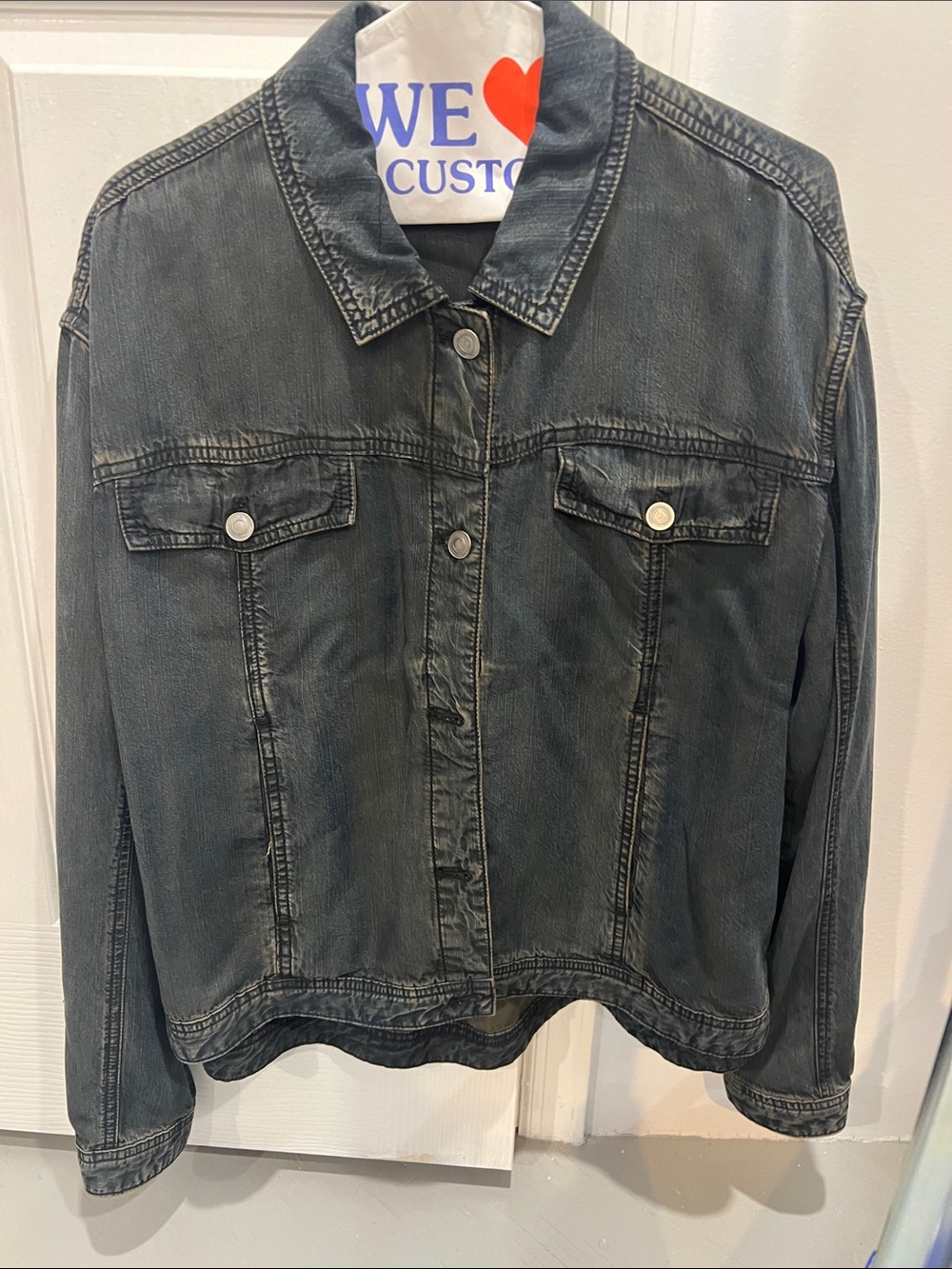 Free People Washed Black/blue light weight Denim like Jacket - Picture 1 of 7